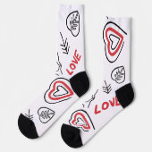 Chaussettes mi-longues motifs cœurs love ソックス (左)