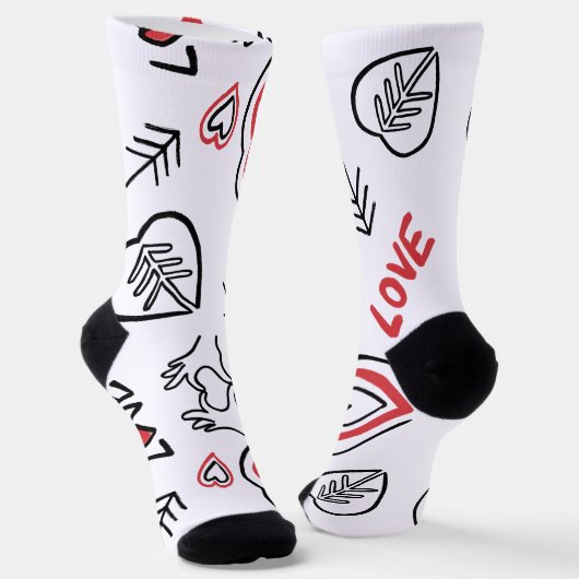 Chaussettes mi-longues motifs cœurs love ソックス (傾斜あり)