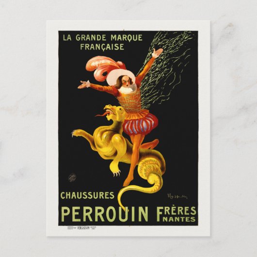Chaussures Perrouin France Vintage Poster 1909 ポストカード (正面)
