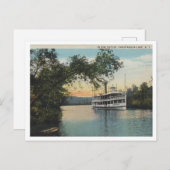 Chautaqua Lake NY、Outlet 1930の汽船 ポストカード (正面/裏面)