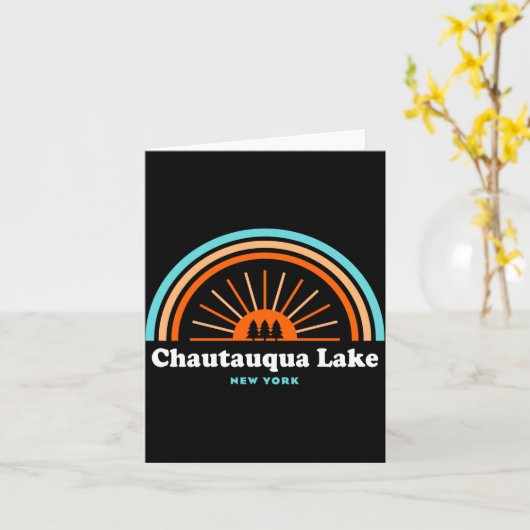 Chautauqua Lake New York Rainbow  カード (黄色い花)