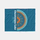 Chautauqua Lake New York Rainbow  フリースブランケット (正面(横))