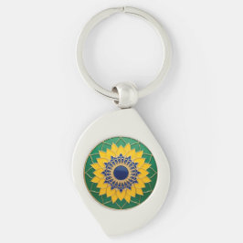 Chaveiro Luxury 3D Solar Mandala Keychain - Gold & キーホルダー
