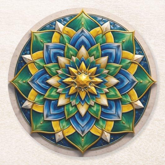 Chaveiro Mandala Luxo - 01 ラウンドペーパーコースター (正面)