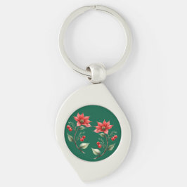 Chaveiro Natal verde e Flores Vermelhas キーホルダー