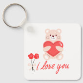 chaveiro urso romântico com coração e flores キーホルダー (正面)