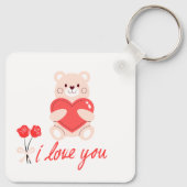 chaveiro urso romântico com coração e flores キーホルダー (裏面)
