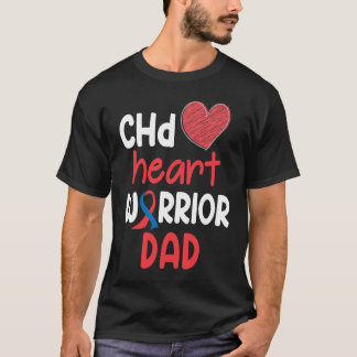 CHDハート病戦士誇りを持ったパパ認識度リブ Tシャツ