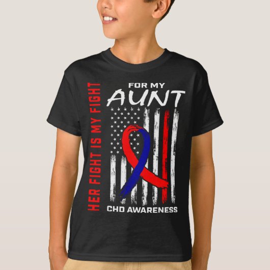 CHD啓発おばさんアメリカ国旗グラフィック Tシャツ (正面)
