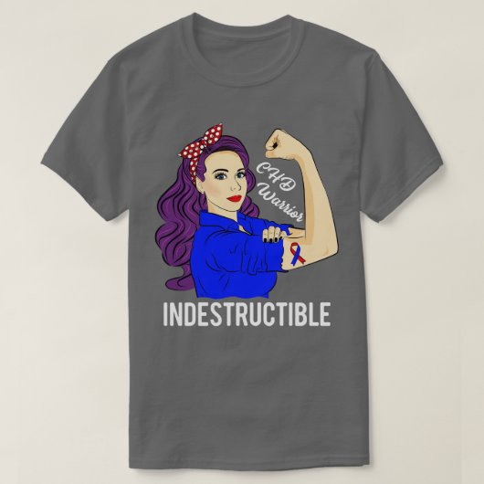 CHD認識度ギフト戦士の破壊できないハート Tシャツ (デザイン正面)