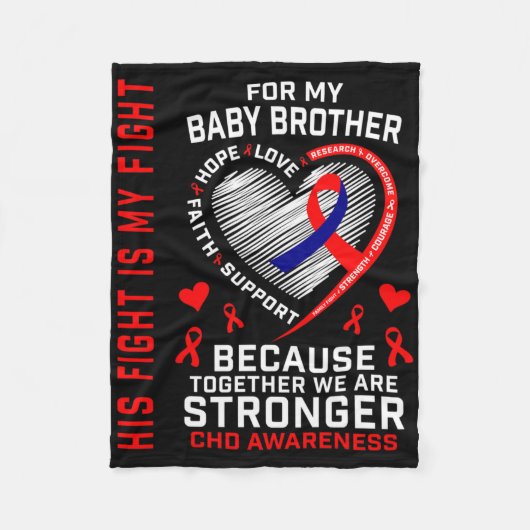 Chd Awareness Baby Brother Warrior Heart Disease C フリースブランケット (正面)
