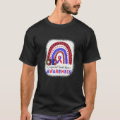 CHD Awareness Heart Disease Leopard Rainbow Blue R Tシャツ (正面)