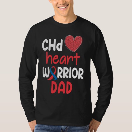 CHD Heart Disease Warrior Proud DAD Awareness Ribb Tシャツ (正面)