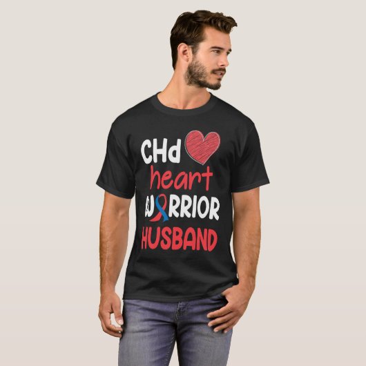 CHD Heart Disease Warrior Proud Husband Awareness  Tシャツ (正面フル)