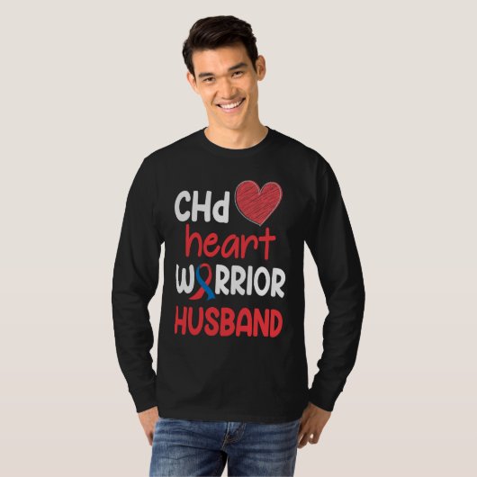 CHD Heart Disease Warrior Proud Husband Awareness  Tシャツ (正面フル)