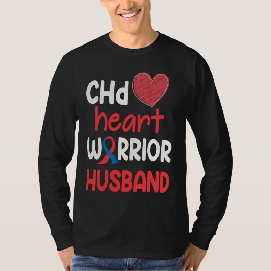 CHD Heart Disease Warrior Proud Husband Awareness  Tシャツ (正面)