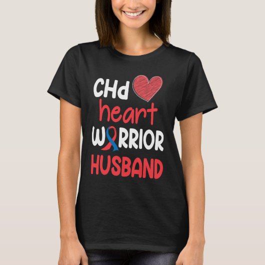 CHD Heart Disease Warrior Proud Husband Awareness  Tシャツ (正面)