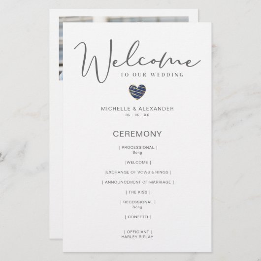 Cheap 結婚 Gray Photo お洒落 Navy Blueハート (正面/裏面)