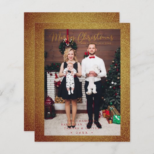 Cheap Christmas Glitter Fun Photo Family Script (正面/裏面)