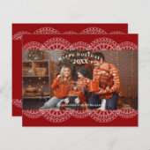 Cheap Christmas Red Nice Lace Effect Family Photo (正面/裏面)