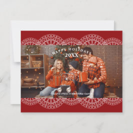 Cheap Christmas Red Nice Lace Effect Family Photo