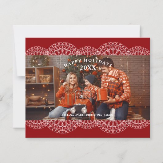 Cheap Christmas Red Nice Lace Effect Family Photo (正面)