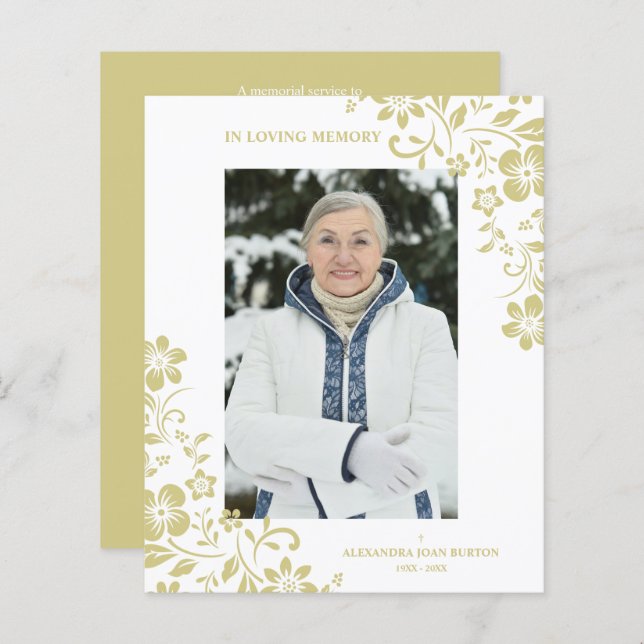 Cheap Classic Gold Floral Funeral Service Photo (正面/裏面)