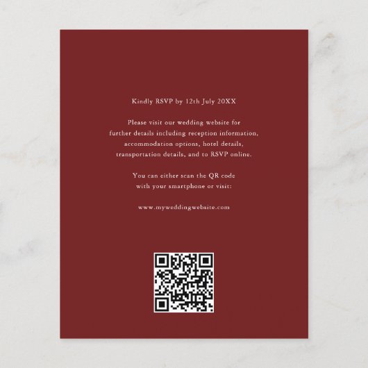Cheap Elegant Monogram Wedding QR Code Burgundy チラシ (裏面)
