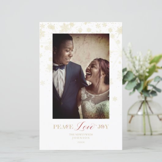 Cheap Just Married First Christmas Gold Snowflakes (スタンド正面)