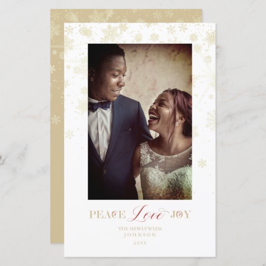 Cheap Just Married First Christmas Gold Snowflakes (正面/裏面)