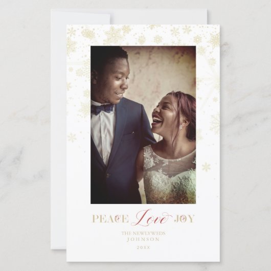 Cheap Just Married First Christmas Gold Snowflakes (正面)