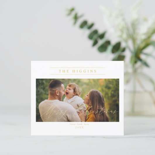 Cheap Minimalist Golden Merry Christmas Photo. (スタンド正面)