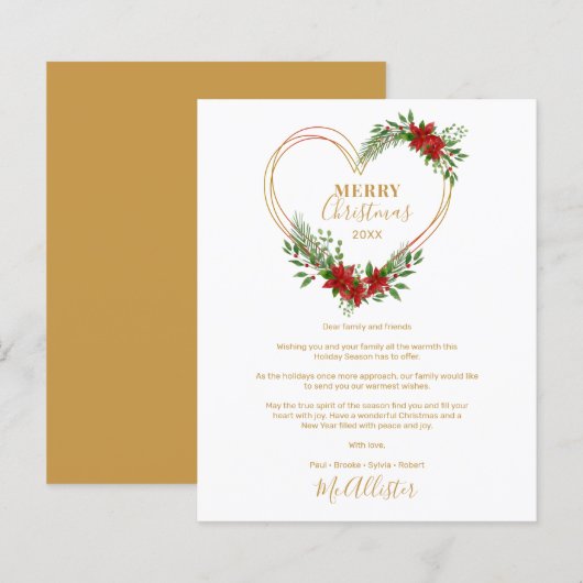 Cheap Modern Merry Christmas Poinsettias Heart  (正面/裏面)