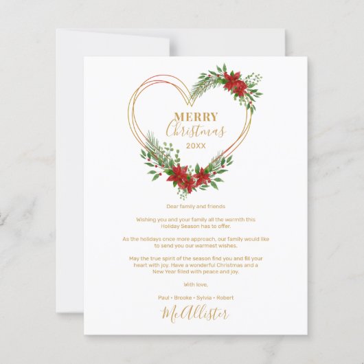 Cheap Modern Merry Christmas Poinsettias Heart (正面)