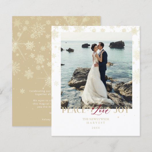 Cheap Newlyweds First Christmas Snowflakes Photo (正面/裏面)