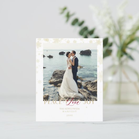 Cheap Newlyweds First Christmas Snowflakes Photo (スタンド正面)