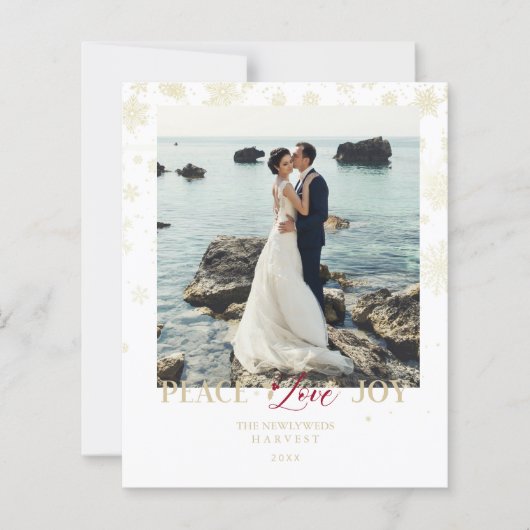 Cheap Newlyweds First Christmas Snowflakes Photo (正面)