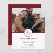 Cheap Red Rustic Photo Minimalist Wedding Initials (正面/裏面)