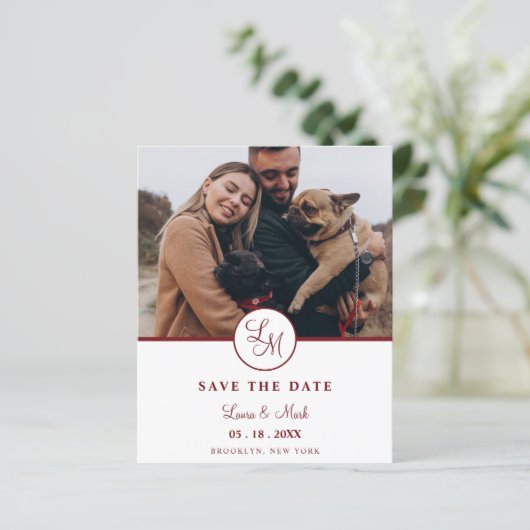 Cheap Red Rustic Photo Minimalist Wedding Initials (スタンド正面)