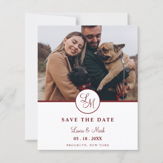 Cheap Red Rustic Photo Minimalist Wedding Initials (正面)