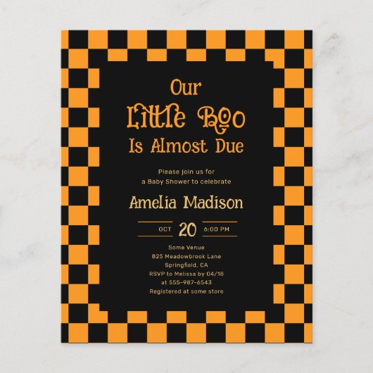 Cheap Retro Little Boo Halloween Baby Shower チラシ (正面)