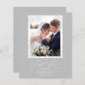 Cheap Swirly Flourish Grey Ornament Photo Newlywed (正面/裏面)