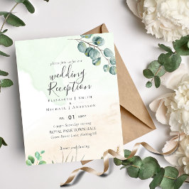 Cheap Wedding Reception Invitation Greenery Leaf  チラシ
