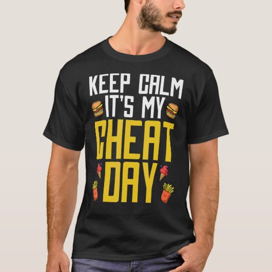 Cheat Day Diet Food Workout Quotes Fitness Gym Tシャツ (正面)