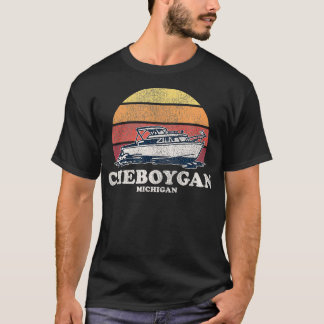 Cheboygan MIヴィンテージボート70sレトロボートデザイン Tシャツ