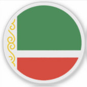 Chechnya Flag Round Sticker シール (正面)