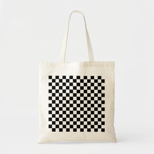 Check Black White Checkered Pattern Checkerboard トートバッグ (正面)
