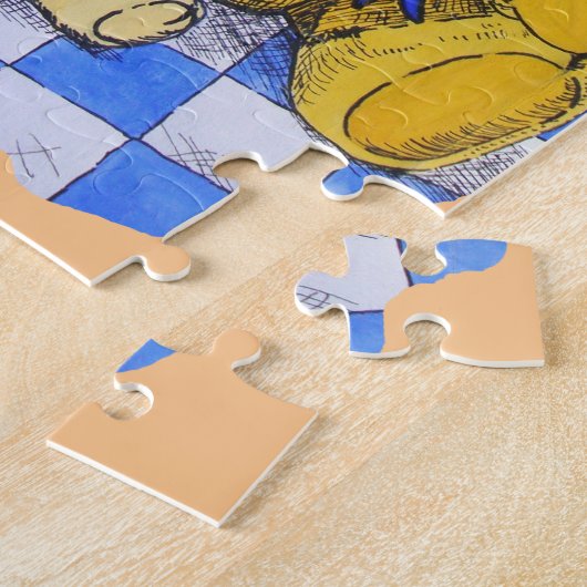 check cloth with three cute teddies ジグソーパズル (側面)