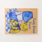 check cloth with three cute teddies ジグソーパズル (横)