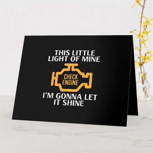 Check Engine Light Shine Funny Car Auto Mechanic G カード (黄色い花)
